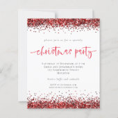 Budget Red Glitter Script Kerstparty nodigt uit (Voorkant)