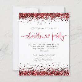 Budget Red Glitter Script Kerstparty nodigt uit