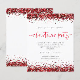 Budget Red Glitter Script Kerstparty nodigt uit