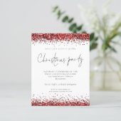 Budget Red Glitter Script Kerstparty White (Staand voorkant)