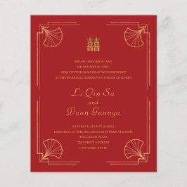 Budget Red & Gold Double Happiness Chinese bruilof