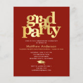 Budget red gold graduation cap bold party call (Voorkant)