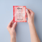Budget Red Gold Marble Wedding Menu Flyer (Hand)