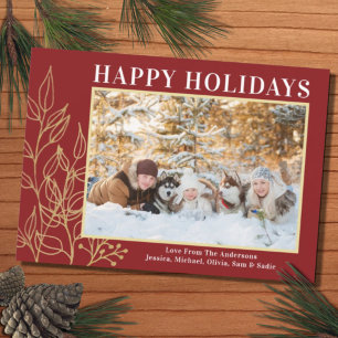 Budget Red Gold Photo Prettige feestdagen Kaart