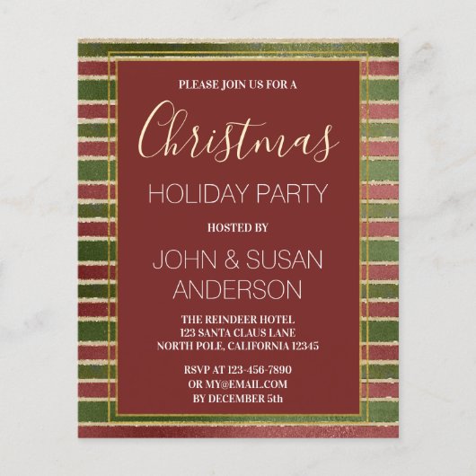 Budget Red Green Gold Foil kerstparty Flyer (Voorkant)
