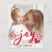 Budget Red Joy Typografie Photo Holiday Card (Voorkant)