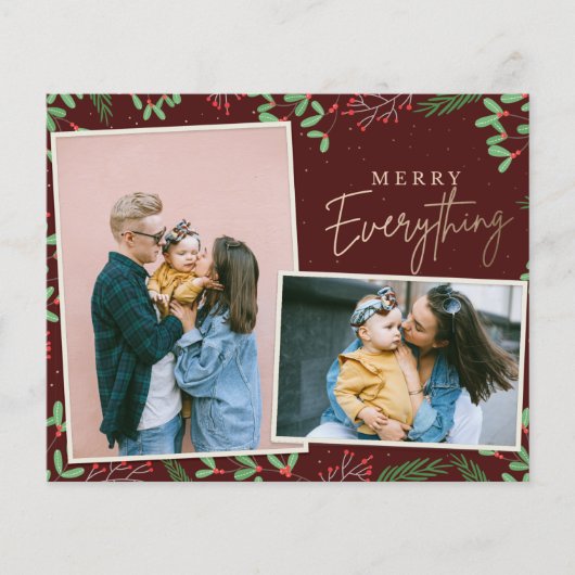 Budget Red Merry All Photo Holiday Card (Voorkant)