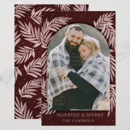 Budget Red Merry Arch Botanical Holiday Card (Voorkant / Achterkant)