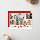 BUDGET Red Merry Christmas Heart Script 5 Foto Notitiekaartje (Voorkant / Achterkant in situ)