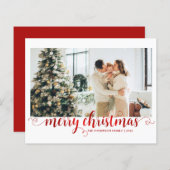 BUDGET Red Merry Christmas Heart Script Photo (Voorkant / Achterkant)