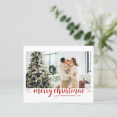 BUDGET Red Merry Christmas Heart Script Photo (Staand voorkant)