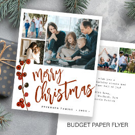 Budget red Merry kerstfoto Holiday Kaart