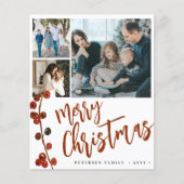 Budget red Merry kerstfoto Holiday Kaart (Voorkant)