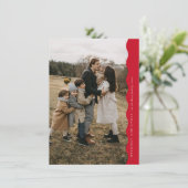 Budget Red Modern Simple Wavy Two Photo Christmas Feestdagenkaart (Staand voorkant)