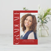Budget Red Modern Vertical Two Photo Afstuderen Kaart (Staand voorkant)
