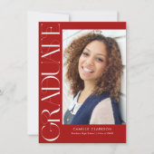 Budget Red Modern Vertical Two Photo Afstuderen Kaart (Voorkant)