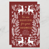 Budget Red Nordic Reindeer Business Holiday Card (Voorkant / Achterkant)