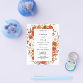 Budget Red & Oranje Floral Wedding Ceremonony Flyer (Enkel)