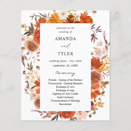 Budget Red & Oranje Floral Wedding Ceremonony Flyer