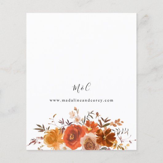 Budget Red & Oranje Herfst Floral Wedding (Achterkant)