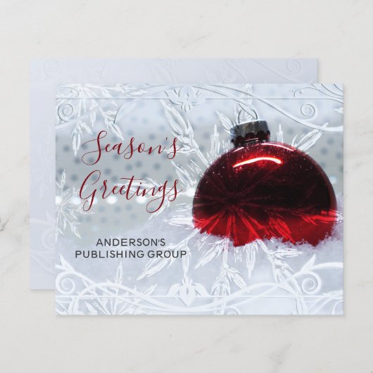 Budget Red Ornament Company Holiday Card (Voorkant / Achterkant)