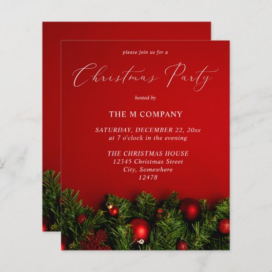 Budget Red Ornament-kerstfeest (Voorkant / Achterkant)