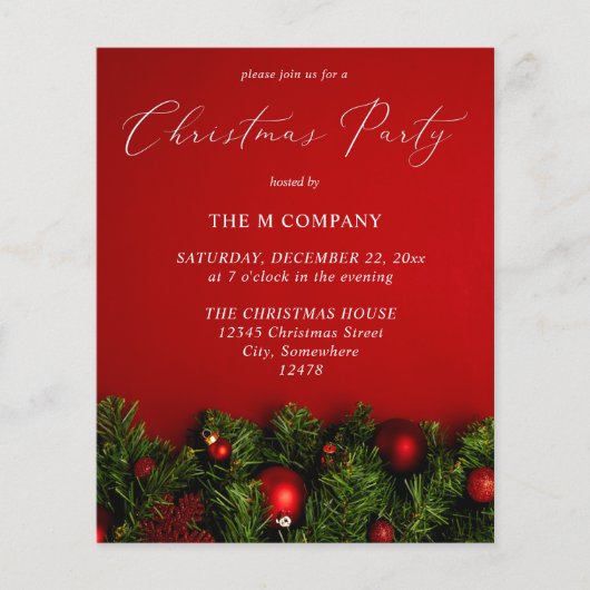 Budget Red Ornament-kerstfeest Flyer (Voorkant)