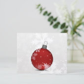Budget Red Ornament Snow Scene Holiday Card (Staand voorkant)