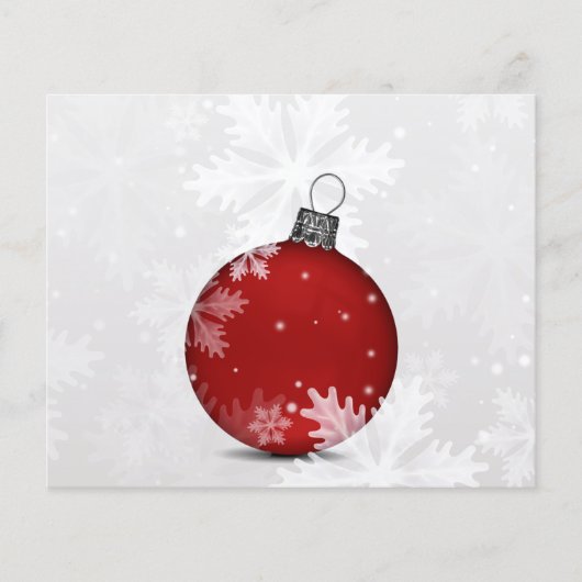 Budget Red Ornament Snow Scene Holiday Card (Voorkant)