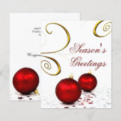 Budget Red Ornaments Business Holiday Card (Voorkant / Achterkant)