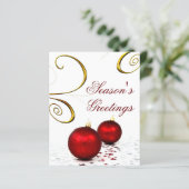 Budget Red Ornaments Business Holiday Card (Staand voorkant)
