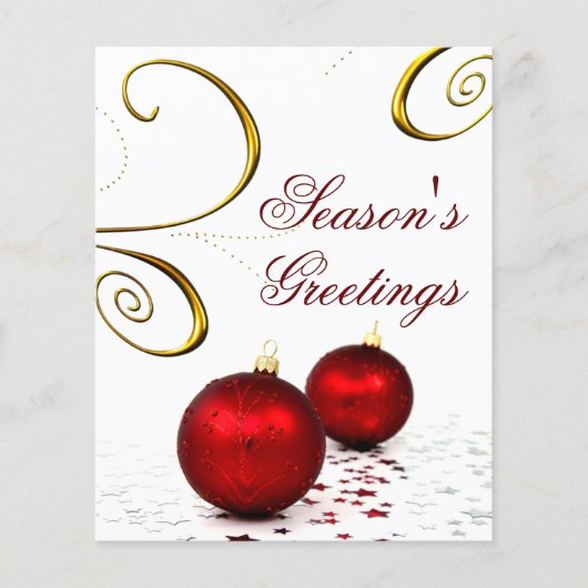 Budget Red Ornaments Business Holiday Card (Voorkant)