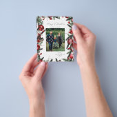 Budget Red Ornaments & Pine Merry-kerstfoto Flyer (Hand)