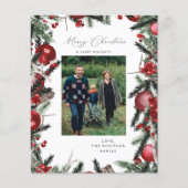 Budget Red Ornaments & Pine Merry-kerstfoto Flyer (Voorkant)
