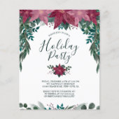 Budget Red Pink Poinsettias Holiday Party nodigt u (Voorkant)