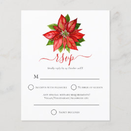 Budget Red Poinsettia kerstbruiloft RSVP