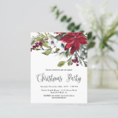 Budget Red Poinsettia Kerstfeest uitnodiging (Staand voorkant)