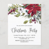Budget Red Poinsettia Kerstfeest uitnodiging (Voorkant)