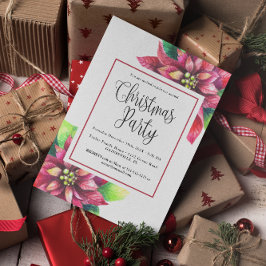 Budget Red Poinsettia Kerstfeest uitnodiging