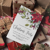 Budget Red Poinsettia Kerstfeest uitnodiging