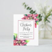 Budget Red Poinsettia Kerstfeest uitnodiging (Staand voorkant)