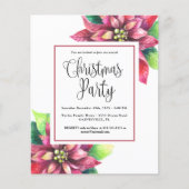 Budget Red Poinsettia Kerstfeest uitnodiging (Voorkant)