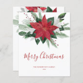 Budget Red Poinsettia kerstfeestdag Kaart (Voorkant / Achterkant)