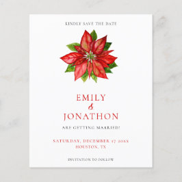 Budget Red Poinsettia Wedding Save the Date