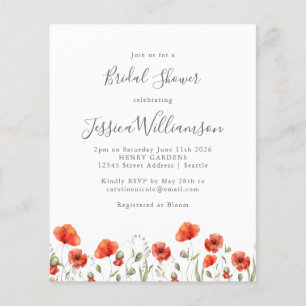 Budget Red Poppy Floral Bridal Shower