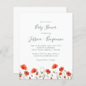 Budget Red Poppy Garden Floral Baby shower (Voorkant / Achterkant)