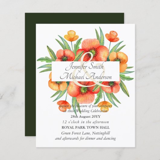Budget Red Poppy Poppies Wedding Ampersand (Voorkant / Achterkant)