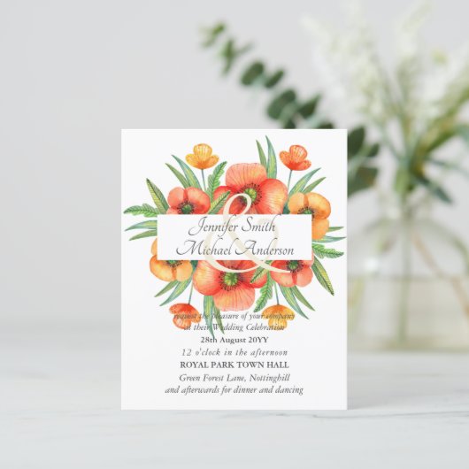 Budget Red Poppy Poppies Wedding Ampersand (Staand voorkant)