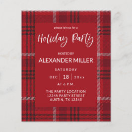 Budget Red Pset Flannel Holiday Partij Flyer