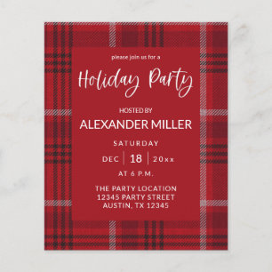 Budget Red Pset Flannel Holiday Partij Flyer